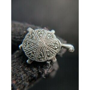 Sterling Silver 925 Arto Deco Marcasite Turtle Brooch